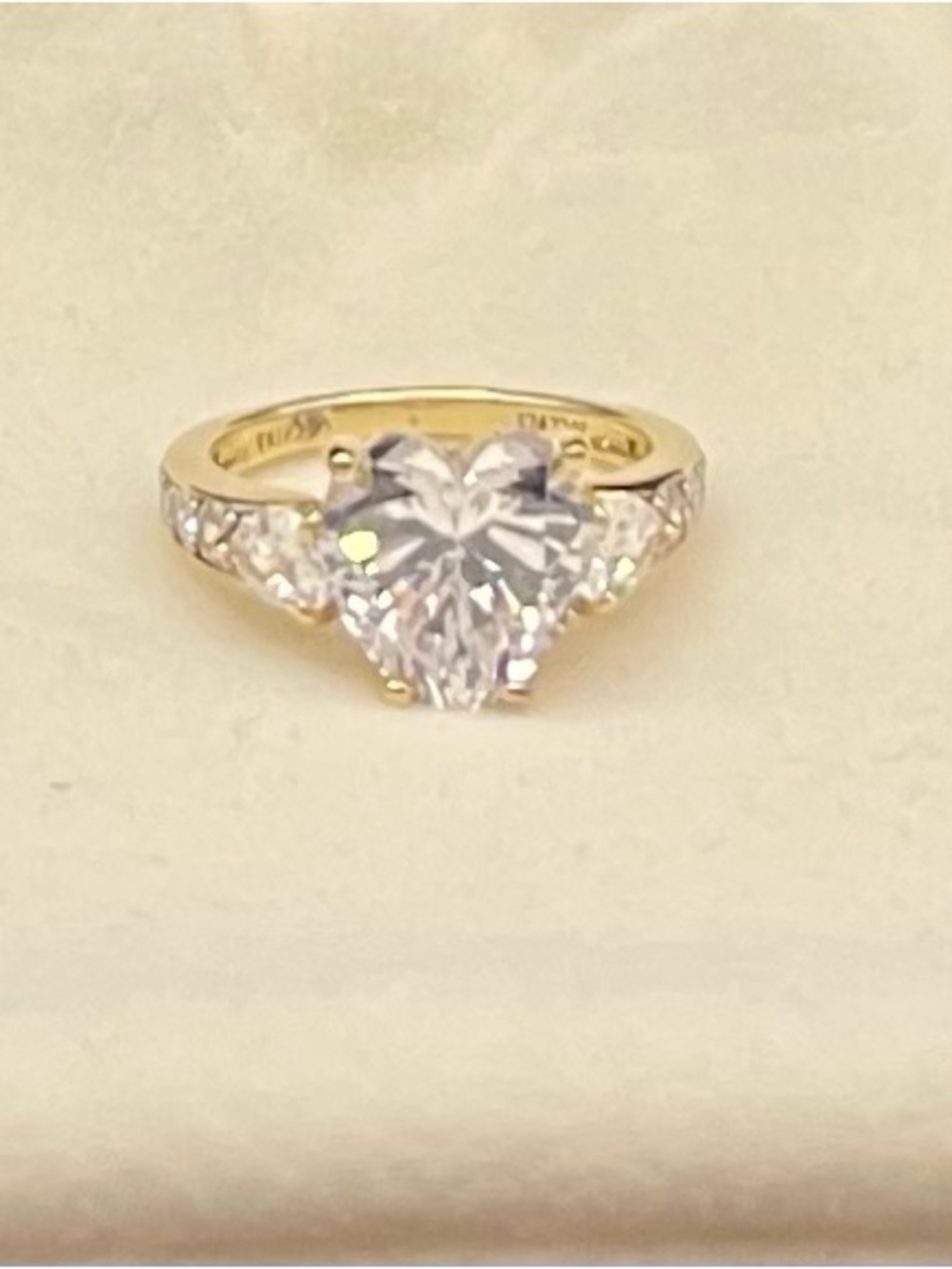 NWT Jean Dousset Absolute 8mm center stone Heart ring , Never worn Vermeil